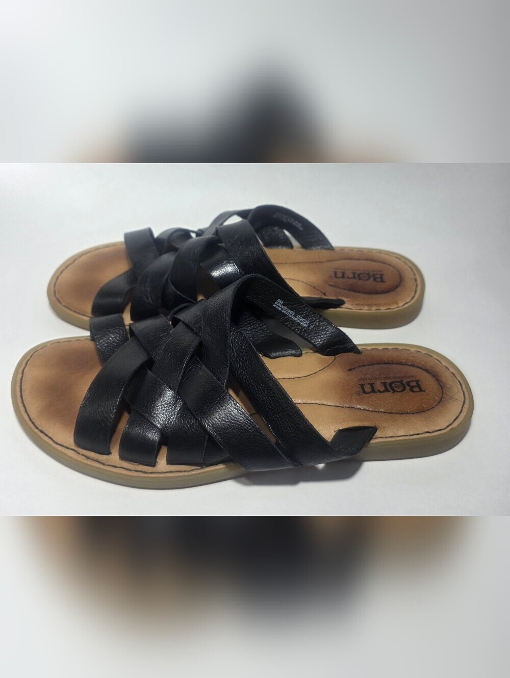 Born Women's Size 8M Black Leather Strappy Comfort Slide Sandals Casual - Picture 5 of 7